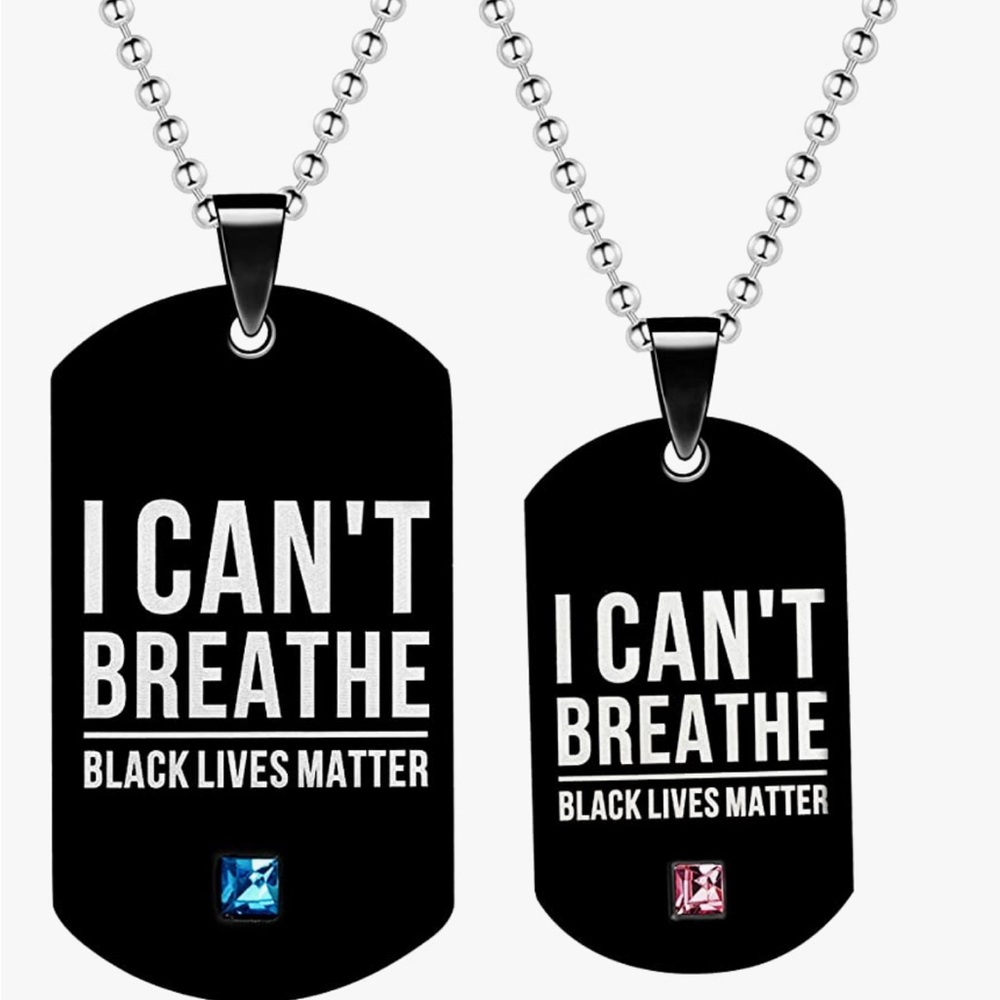 I Can't Breathe Black Lives Matter Stainless Steel Dog tag Pendant Necklace